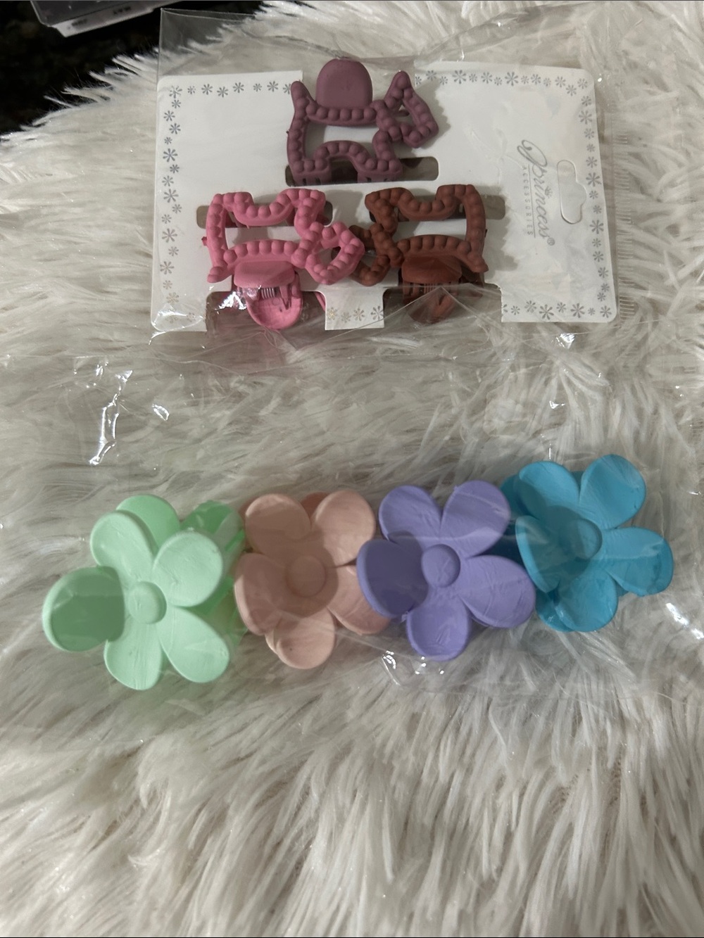 Kids Flower Hair Clips - Pastel Pink, Lavender, Mint & Blue - (Brand)